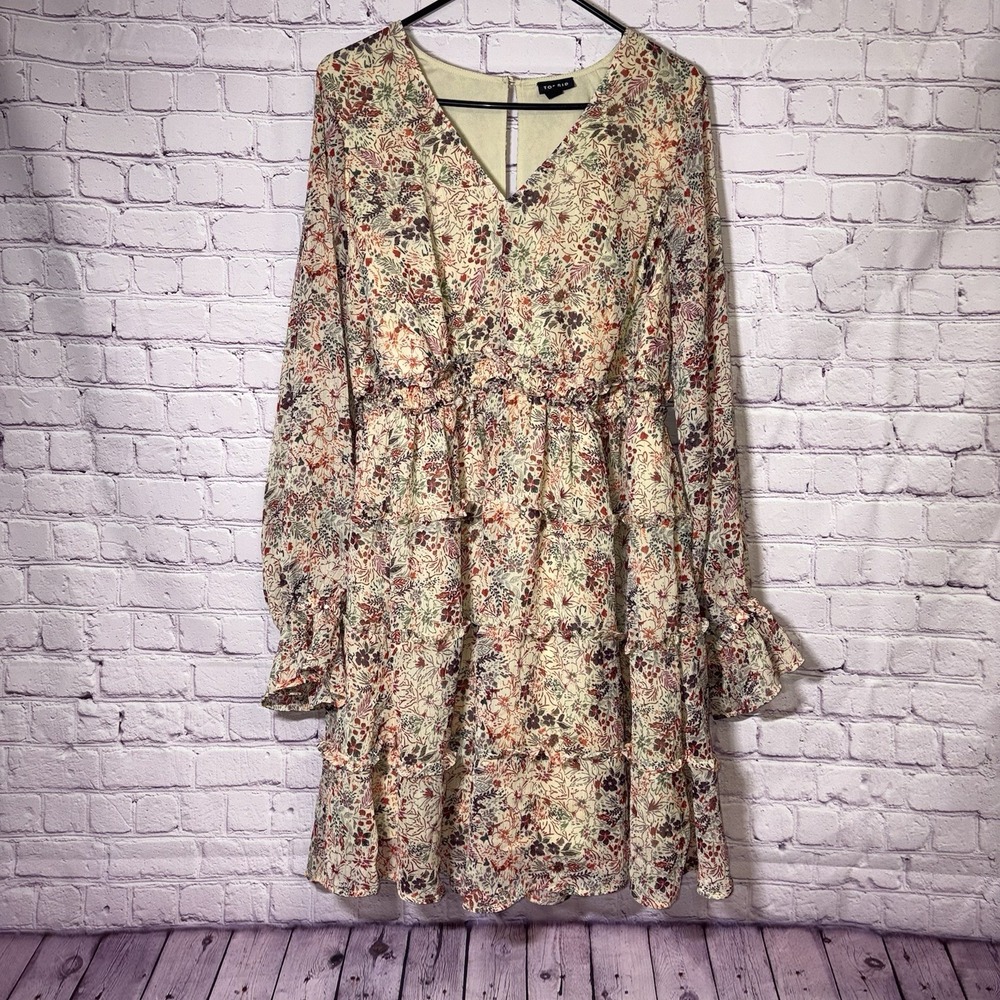 Torrid Tiered Dress Plus Sz 1 Chiffon Long Sleeve Floral Fairy Boho Cottagecore